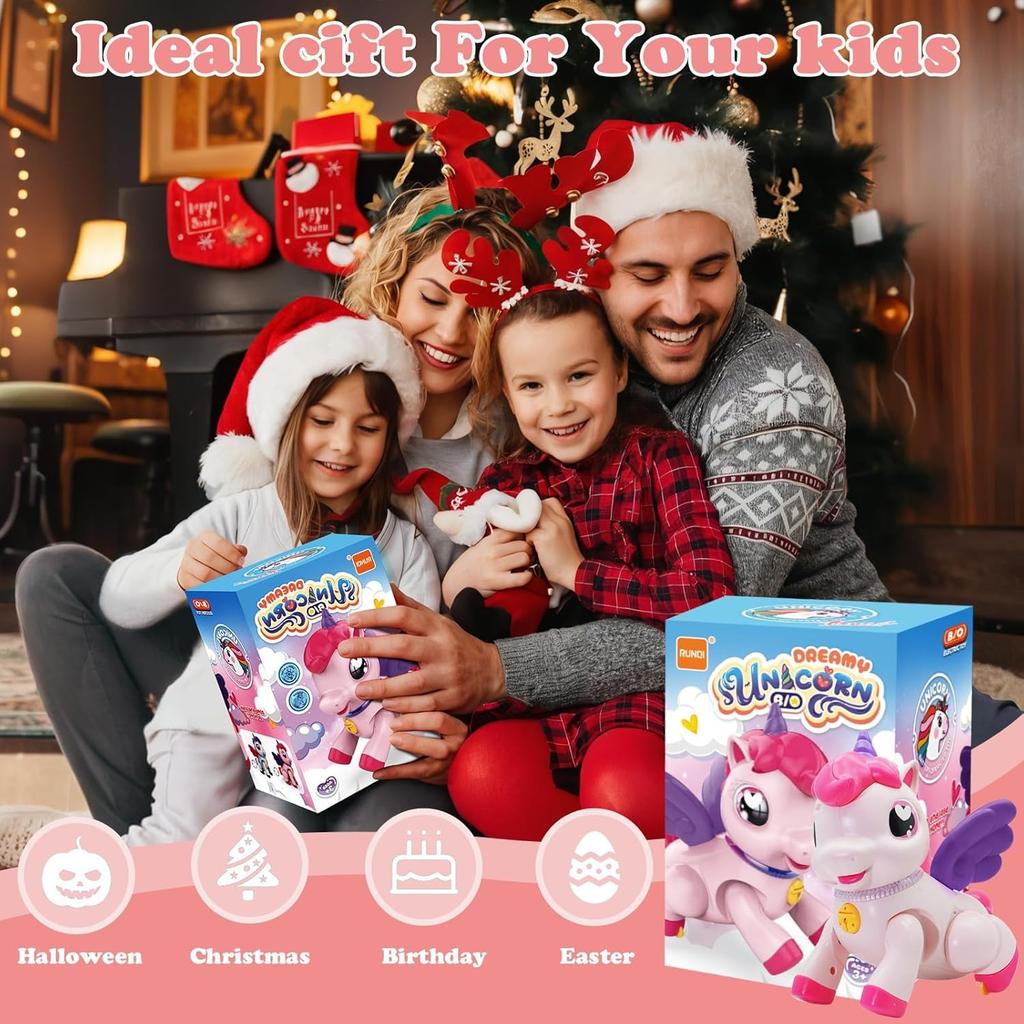 Unicorn Pegasus Toy Fantasy Cartoon Wings Unicorn with Light Music Animal Shape Girl Christmas New Year Gift