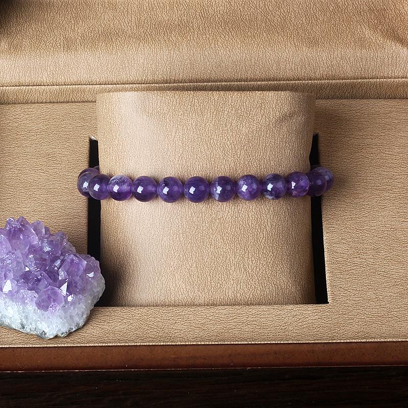 Geniune Amethyst Natural Crystal Bracelet for Women Pulsera Amethust Bracelet Made of Real Natural Stone Beads Body-Purifying