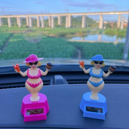 Solar Car Dashboard Decoration Cute Beach Girl Swing Ornament Couple Style Dancing Figure