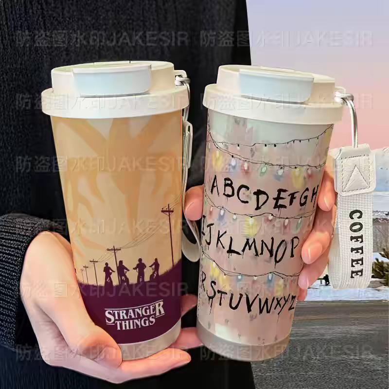 Stranger Things Insulated Tumbler - Stainless Steel Dual Lid Sippy Cup for Coffee & Cold Drinks