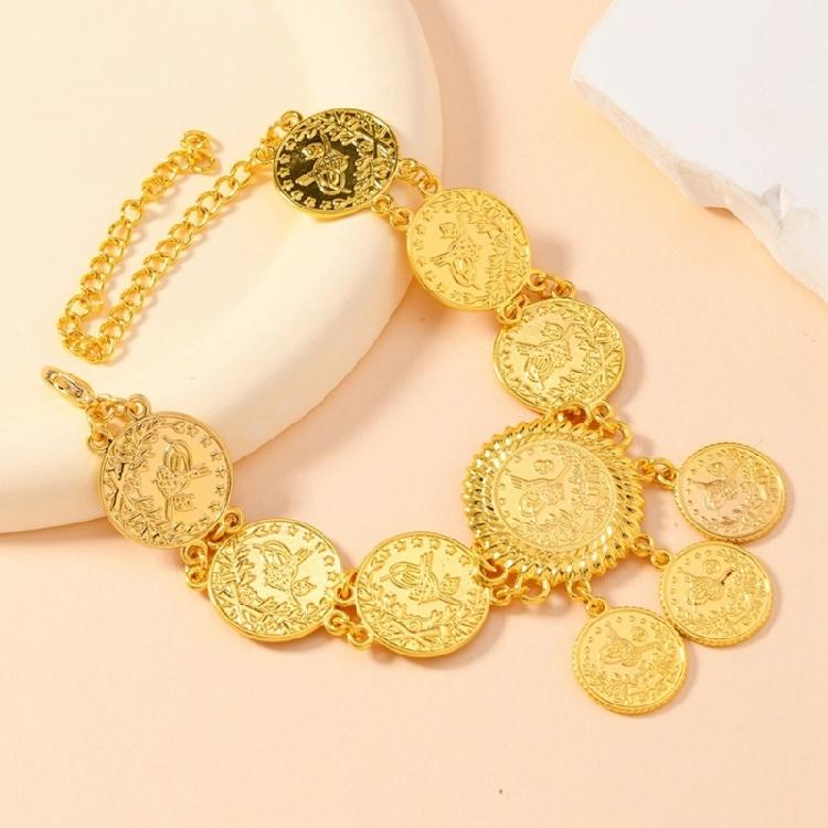 Coin Shape Ankle Bracelet with Adjustable Length Fashion Jewelry Ankle Ornament Alloy Texture Suitable for Any Occasion