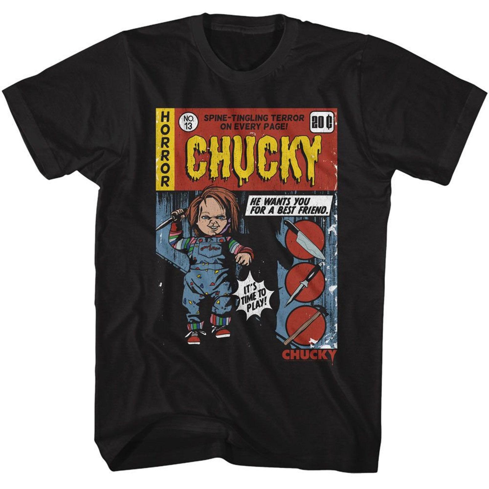 Child s Play Chucky Comic Black T-Shirt 3XL