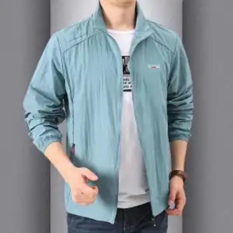 Windproof Quick Dry Capable Solid Loose Jackets Turn-down Collar Simplicity Handsome Zipper Pockets Spring Summer Men's Clothing
