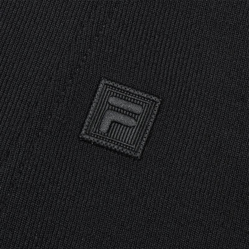 FILA Milano Italian Luxury Sports Collection Solid Color Casual Versatile Half-Zip Polo Sweatshirt Women sweatshirt Black F11W515212F-BK