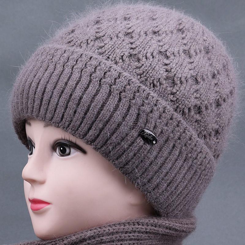 Winter Women Hat Plush Knitted Windproof Earmuffs Hats Outdoor Wool Thick Warm Woolen Caps Middle-aged and Elderly Hat