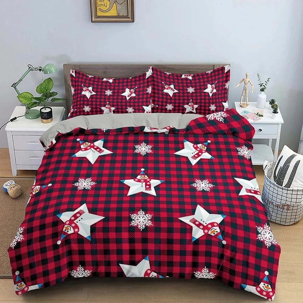 Christmas Decoration Bedding Set Luxury Soft Duvet Cover Set 3D Christmas Printed Quilt Cover King Queen Twin Size Home Textile