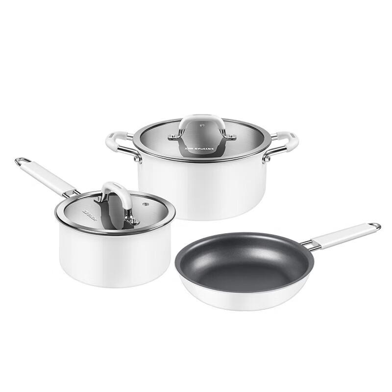 

EFULLOT 0-Coating Ceramic Steel 3-Piece Cookware Set
