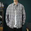 New Men's Long-sleeved Shirt Men's Gangster Handsome Senior Sense of Shirt Plaid Shirt Fashion Versatile Tops