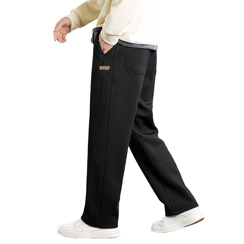 Herren Waffel-Sweathose - Herbst/Winter Locker sitzende Fleecehose, Weitbeinig, Geradschnitt, Hochwertige, trendige Freizeit-Sportbekleidung.
