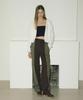 ETMON Color Block Fringe Pants Brown
