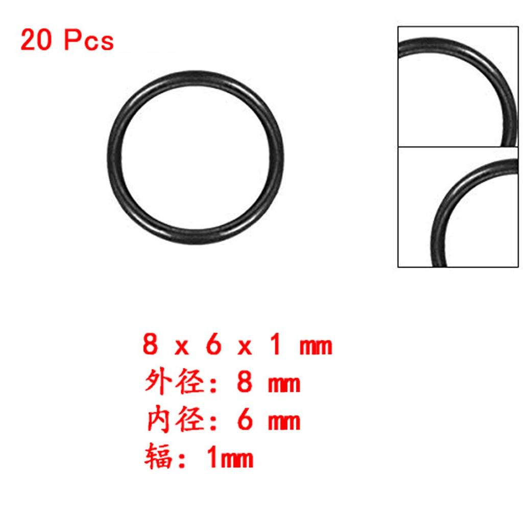 Ofowin 20 Stück O-Ring Nitrilkautschuk 6mm x 8mm x 1mm Schwarz O-Ring 6mm Innen