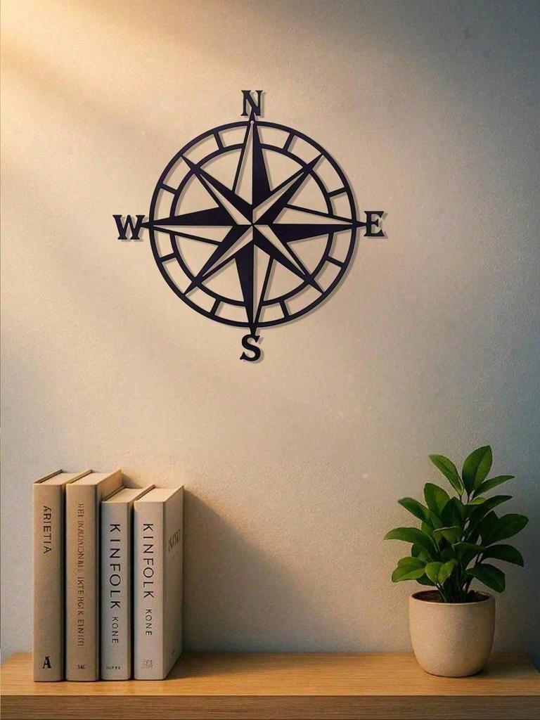 Bussola Nautica Vintage Ottone Decorazione da Parete Timone Nave Arte Metallica Soggiorno Costiero Regalo