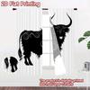 2D FLAT PRINTING 2pcs Curtains (Without Rod) Swirling Bull Silhouette Modern Curtain Modern Machine Washable Fabric Curtains