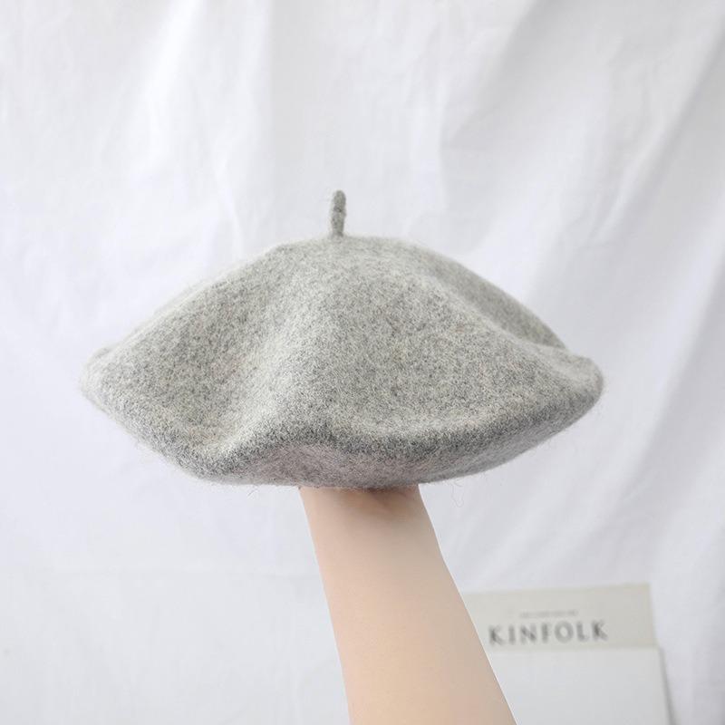 Wool beret fashionable versatile British retro high-end hat women's autumn and winter big head circumference painter hat