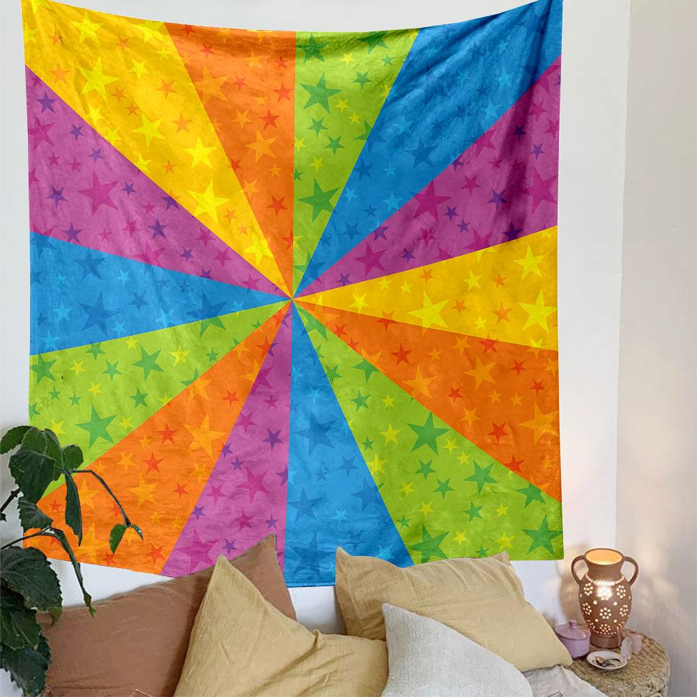 Colorful Starburst Pattern Design Patterned Tapestry Decorative Wall Hanging, Home Bedroom Living Room Decor