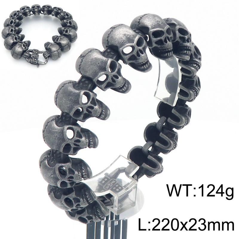

Мужской браслет из титановой стали в стиле хип-хоп с черепом, креативный, личностный, глянцевый, из нержавеющей стали, ручное украшение в виде головы призрака 23cm