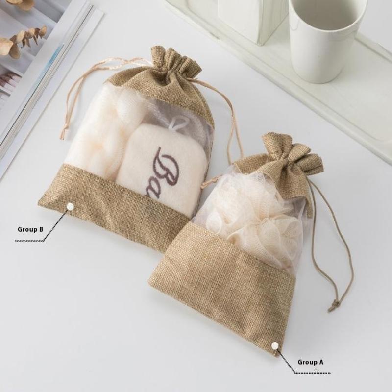 1 Set Spa Shower Gift Bag Bathing Skin Cleaning Kit Gift For Women Sisal Bath Flower Foot File Kit Back Scrubber Gloves Massager