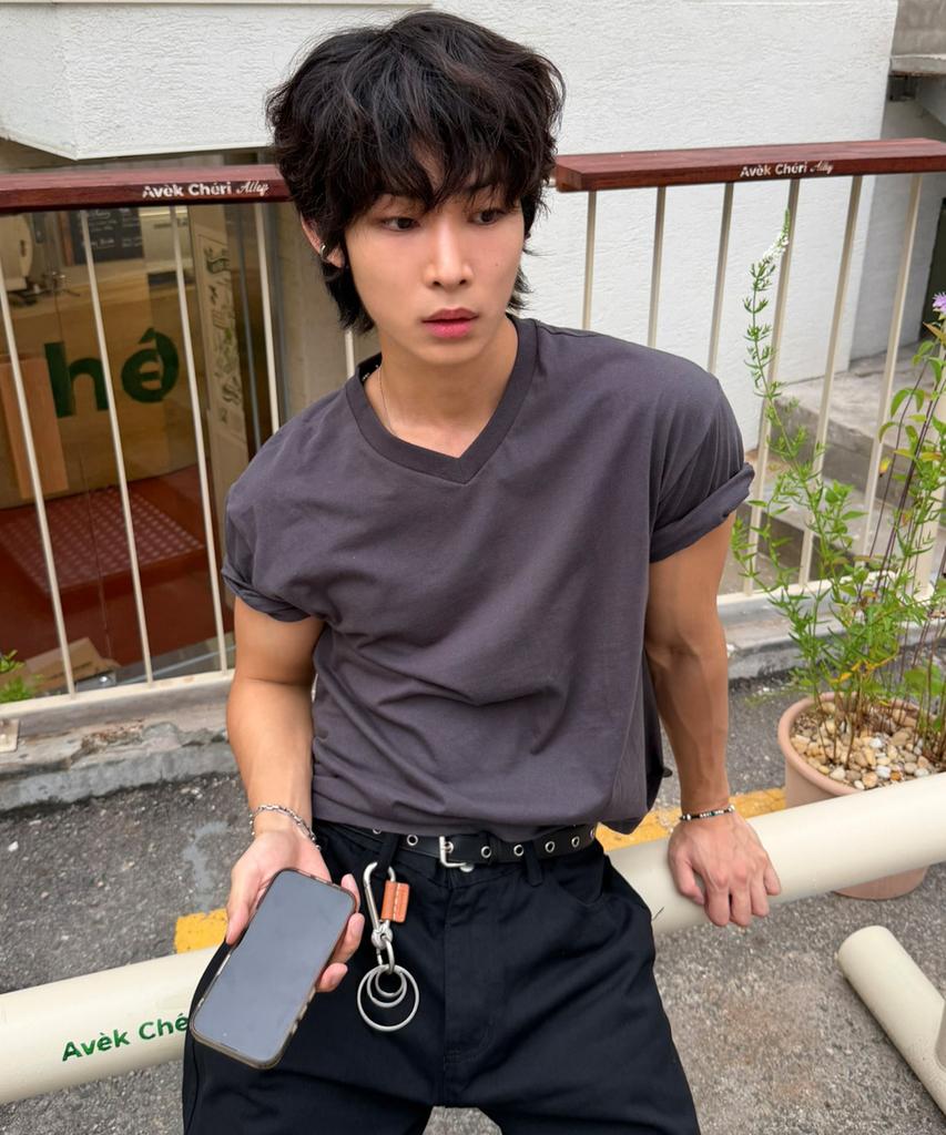 SIGNATURE Crop V-Neck Short Sleeve T-Shirt [4 Colors]