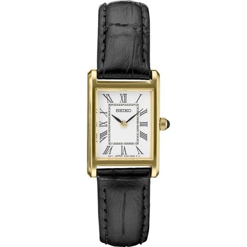 

Seiko Essential Quartz Watch, Gold/White, Roman Numerals, Rectangular, Women s, SWR054P1