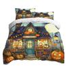 Halloween Three-piece Bedding Set Quilt Cover Pillowcase Brushed Fabric Thickened