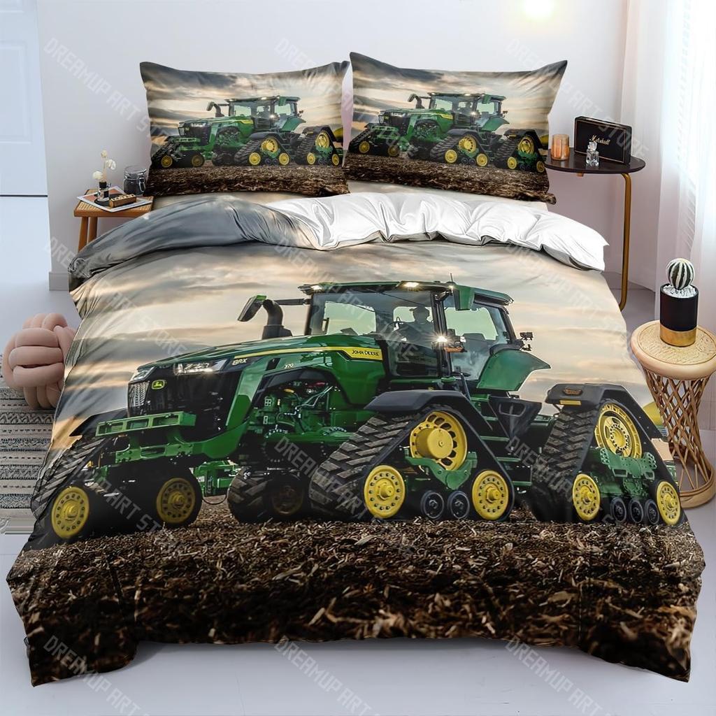 3D Printing Tractor Bedding Set Boys Tractors Duvet Cover Set with Pillowcase Home Textile Twin Full Queen King Children's Gift