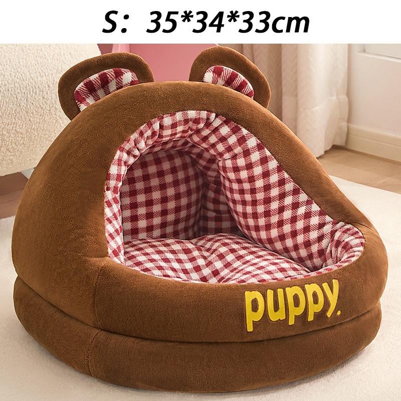 

Winter Warm Thickened Cat Beds Sleeping Sofa Velvet Semi Enclosed Dog Beds Large House Hiding Cat Villa Luxury Cute Pet Products
