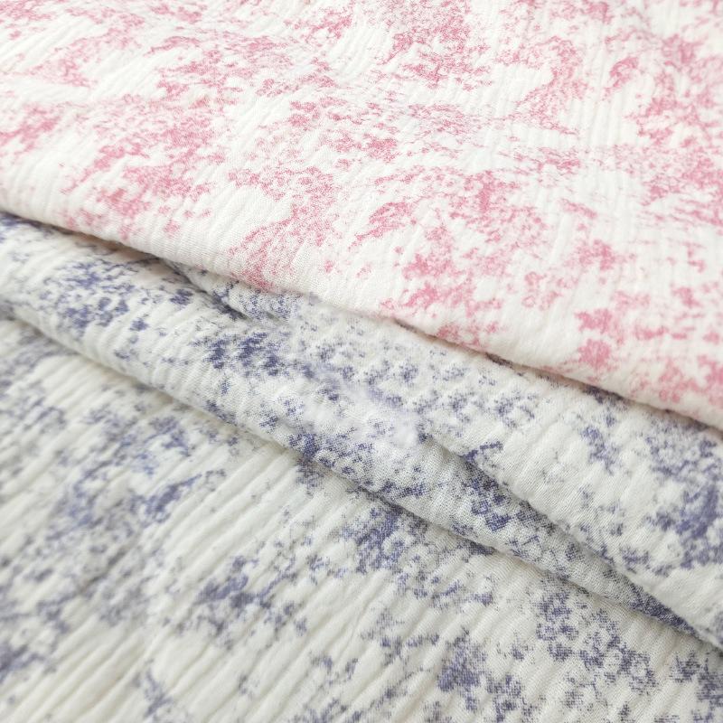 135x50cm Blue Floral Pure Cotton Double-layer Gauze Crepe Fabric For Home Clothes Pajamas Blankets Handmade DIY Fabrics YHTJ0187