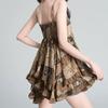 French Retro Lace-up Sleeveless Vest Suspender Skirt Women's Summer New Printed Short Skirt Women