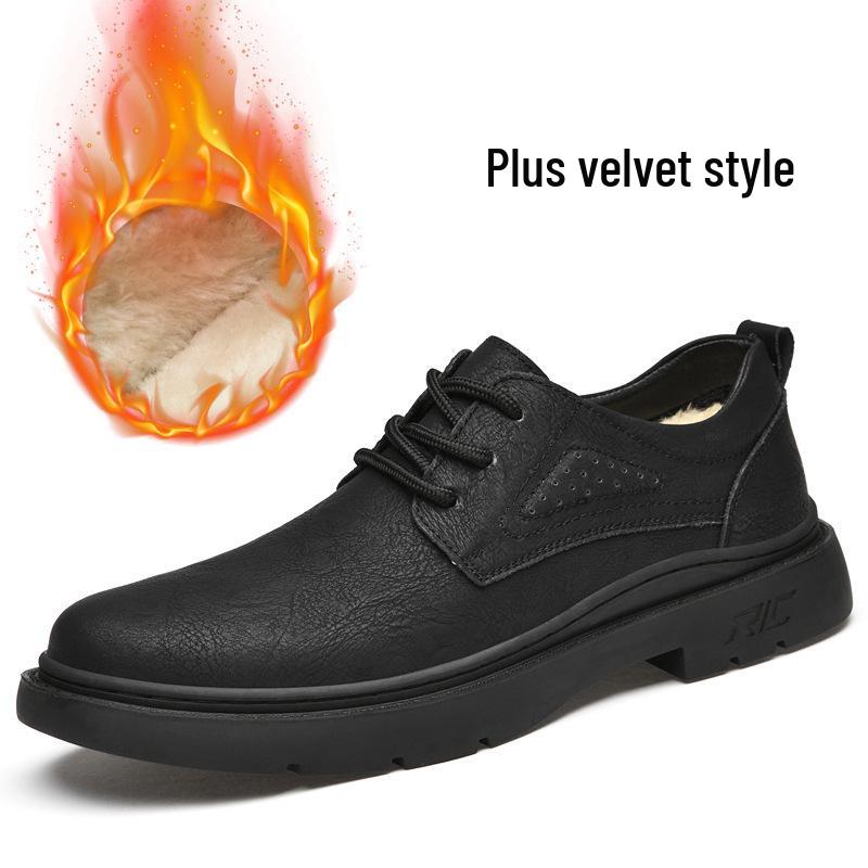 Herren-Arbeitsstiefel mit runder Spitze aus Leder - Outdoor-Halbschuhe zum Wandern & Freizeit für Frühling & Herbst