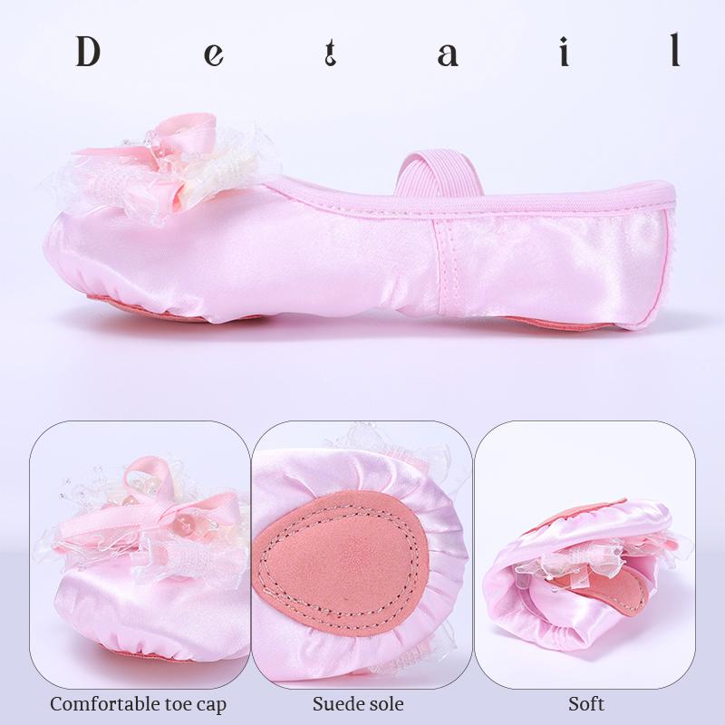 Girls Dance Shoes Soft-Soled Practice Shoes Satin Ballet Shoes Baby Dancing Shoes Cute Stage Performance Cat Claw Shoes
