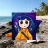 1pc Coraline Beach Towel, Beach and Seaside Swimming Pool Equipment, Fashion Pattern, Rectangular, Travel Essentials