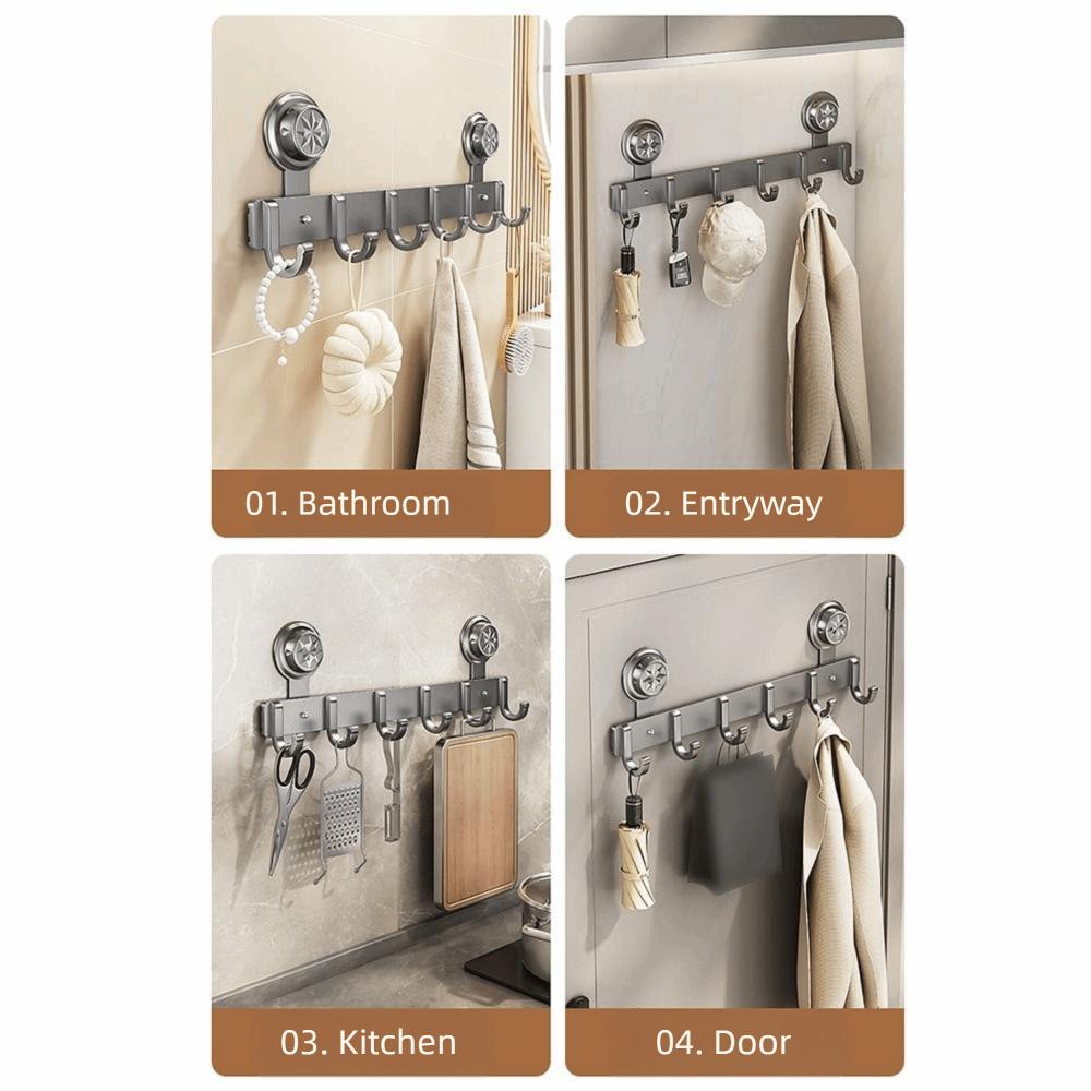 Waterproof Suction Cup Door Hook 4/5/6/7/8 Hook Wall Clothes Hanger Hanging Coat Holder  Toilet