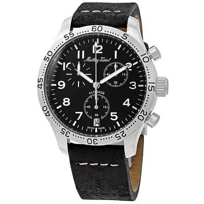 Type 21 Flyback Chronograph Leather Strap Black Dial Quartz H1821CHALNG Men's Watch