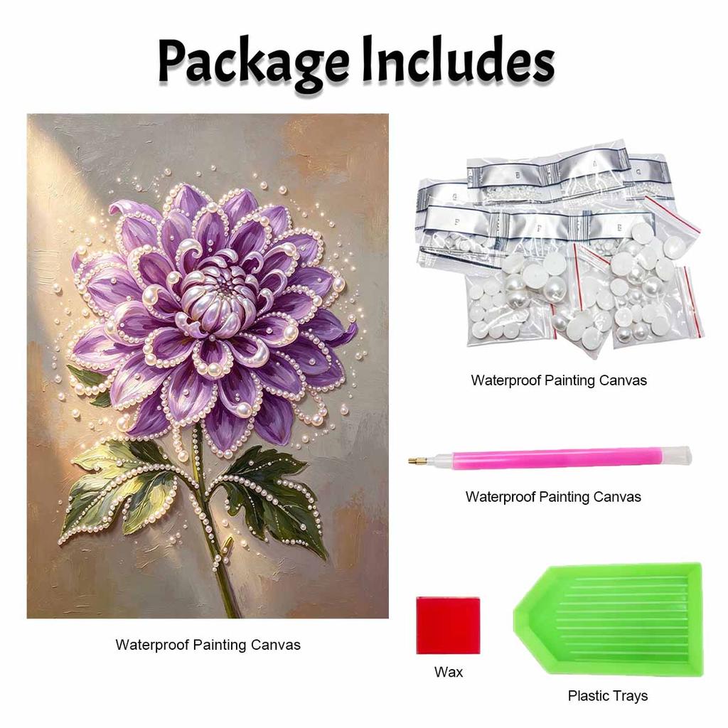 Pearl painting kit DIY purple dahlia flower wall art home decoration painting