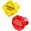 298818N Parking and Air Brake Knobs 298817N 298818N Yellow Semi Truck Parking Air Brake Knobs and 298817N Red Tractor Trailer Air Brake Knobs Set