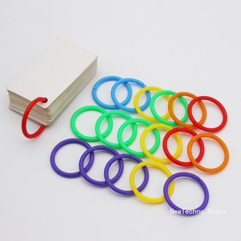 50Pcs Mixed Colors 15-40mm Plastic Ring Binder DIY Albums Circle Loose-leaf Book Hoops Opening Office Binding Supplies