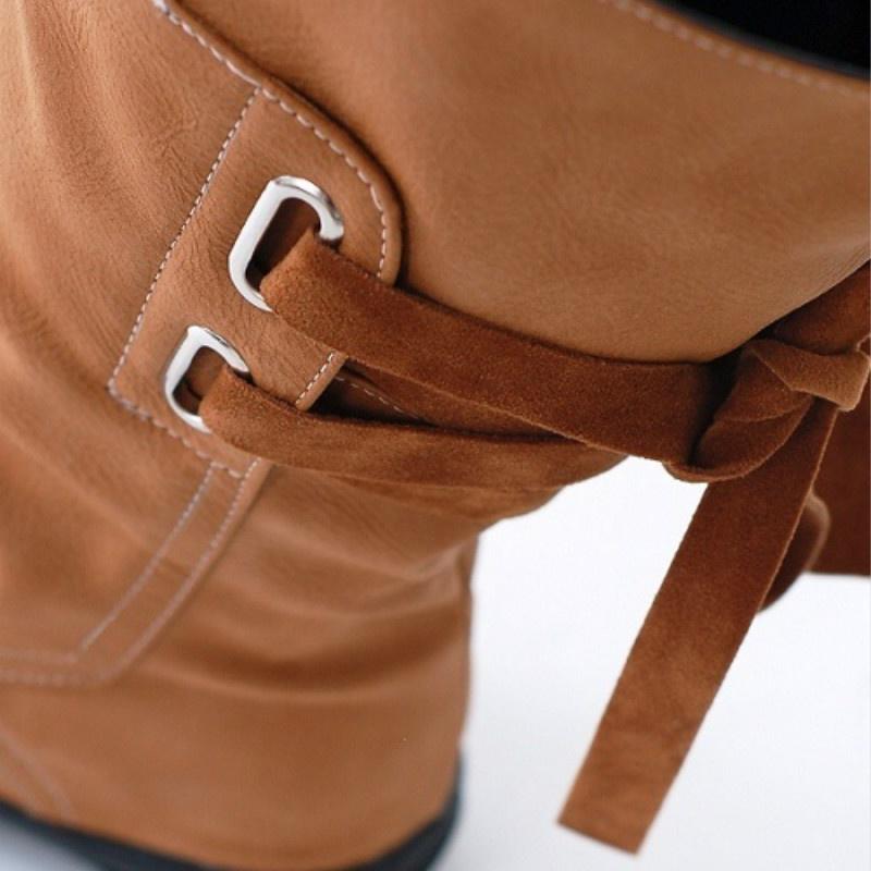 Buy Autumn and Winter Leather Boots Flat Heel Women BootsCasual Fashion