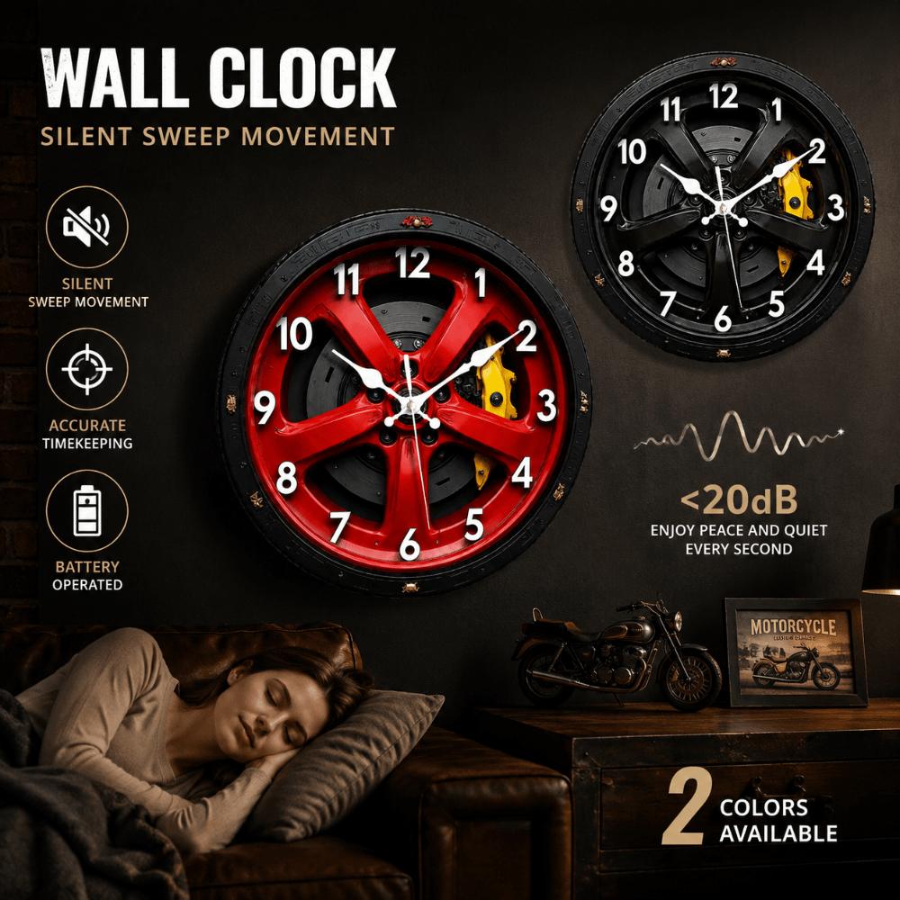 Silent 2D Flat Wall Clock Motorcycle Style Quartz Wall Clock Study Room