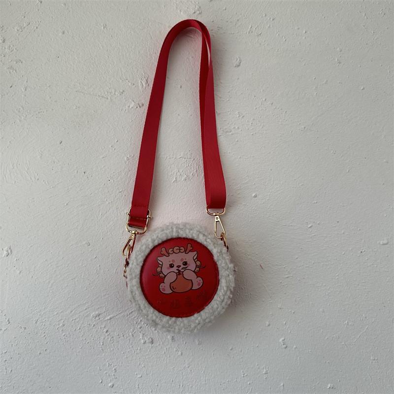 Adorable Red Childrens Crossbody Bag For Lunar New Year With Cute Dragon Design Persimmon Dragon