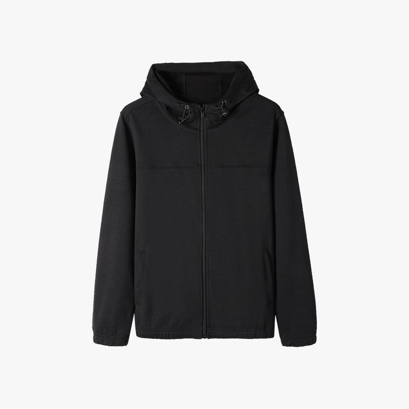 

Мужская толстовка с капюшоном из двухстороннего материала на молнии плотностью 280 г — повседневный, универсальный спортивный кардиган для пар M (50-60kg) чёрный