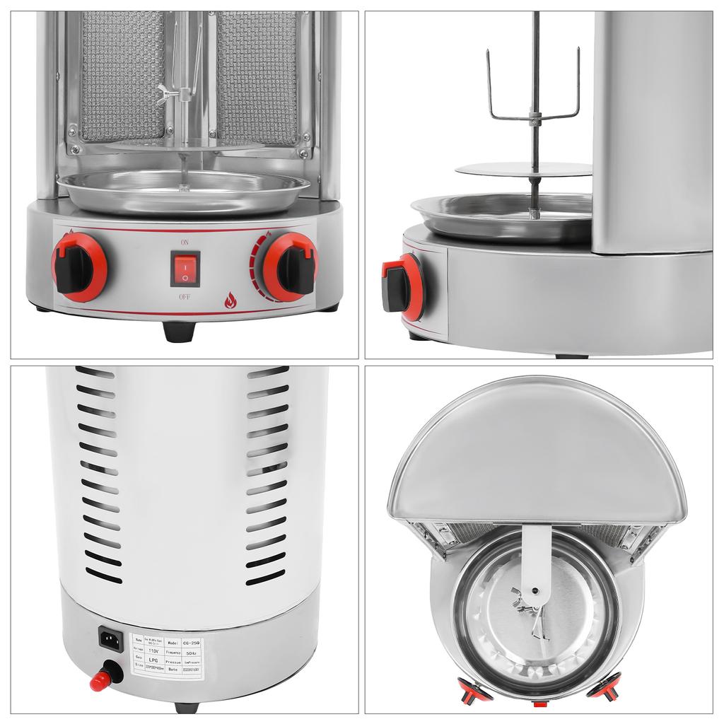Vertikaler Gasgrill Kommerzielle Shawarma-Maschine, Döner Kebab Gyro Grillmaschine Wärmeableitungsöffnungen für Hähnchen, Rindfleisch, Lamm