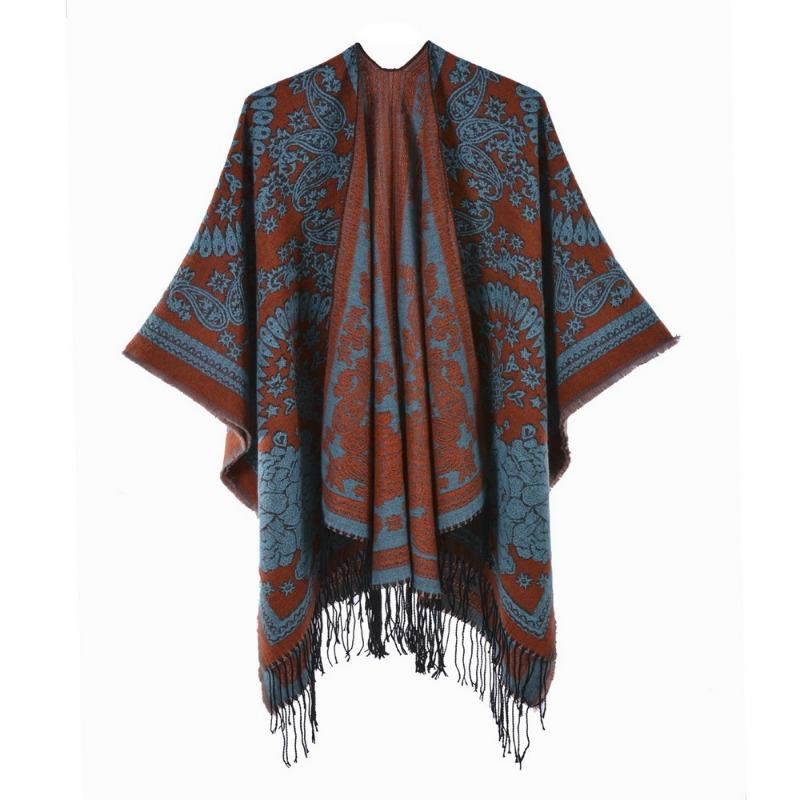 Autumn and winter scarf women's retro shawl scarf split cape travel outside with thermal cape