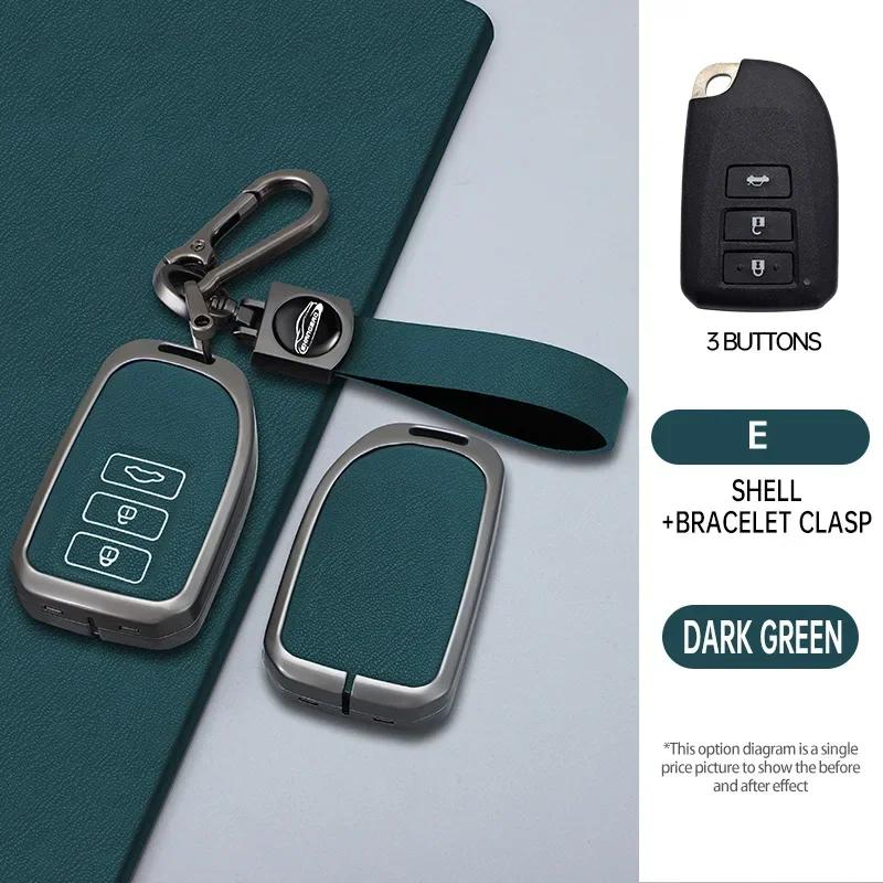 Stylish Zinc Alloy + Leather 2 3 Button Car Key Case for S0 Prado Yaris Vios Previa Protective Case Keyless Car Accessories JH0