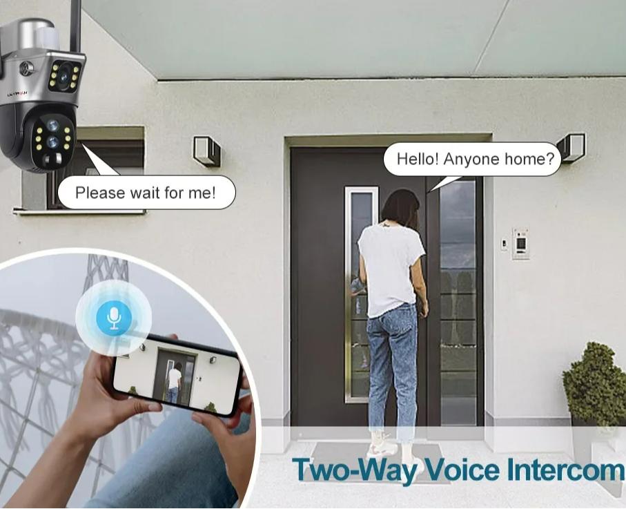 LS VISION 12MP 4G/WiFi Dual Screen Solar Camera Outdoor 10X Zoom 6K Three Lens Human Auto Tracking Surveillance Camera V380 Pro