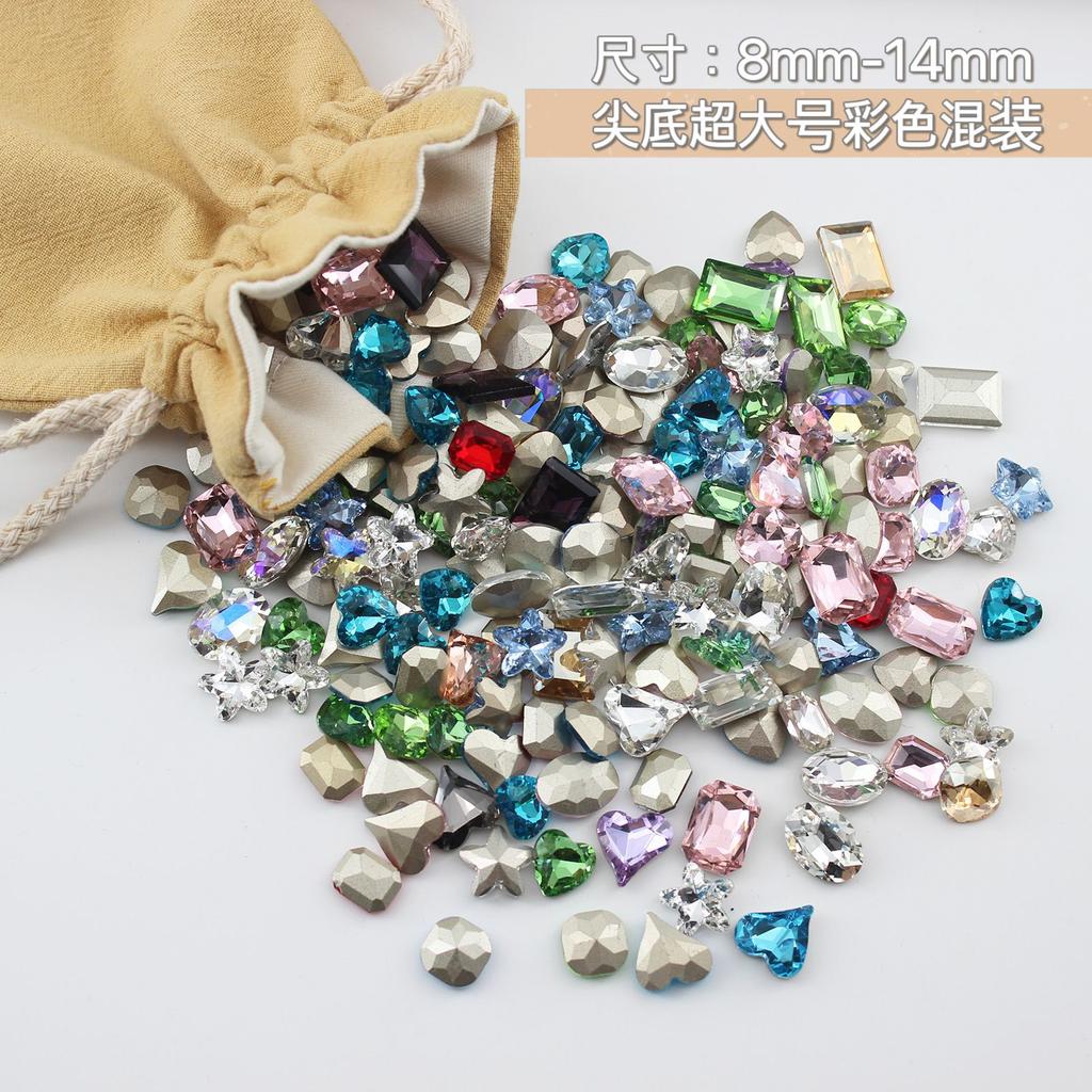 Nail Art Drill Whole Batch By Catty Nail Art Special-Shaped Diamond Burst Flash Color Pointed Bottom Diamond Crystal Glass Mixed Diamond Nail Art