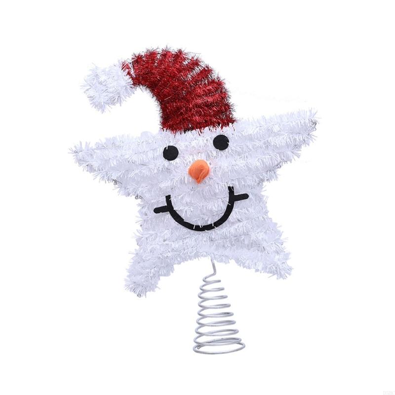 Holiday Iron Snowman Star Tree Toppers Decorative Piece Warm Light Feature
