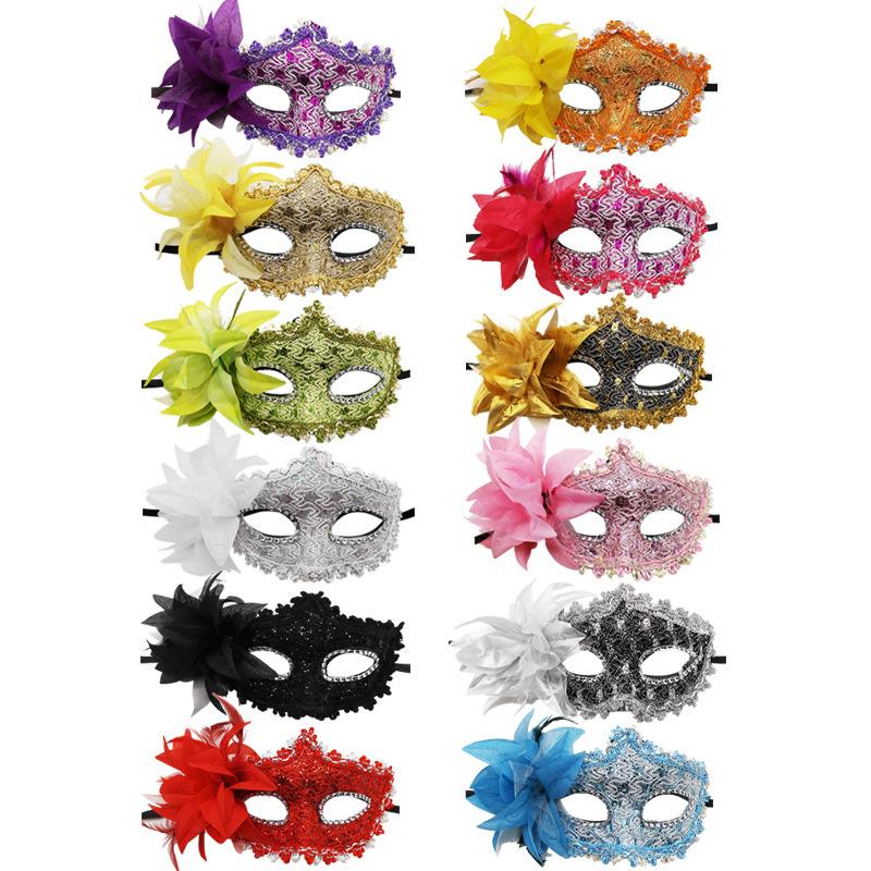 Venezianische Maske, Halloween-Augenmaske, seitliche Blume, Rose, Spitze, sexy Maske, Maskerade, Party-Dekoration, Tanz, Karneval, Kostüm, Spiel-Requisiten