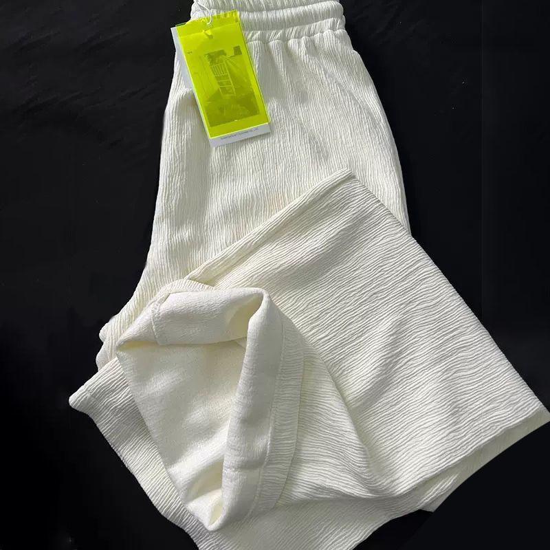 

Мятые Повседневные Брюки для Женщин - Весенне-Летние Свободные Драпирующиеся Тонкие Брюки с Высокой Посадкой и Широкими Штанинами 3XL