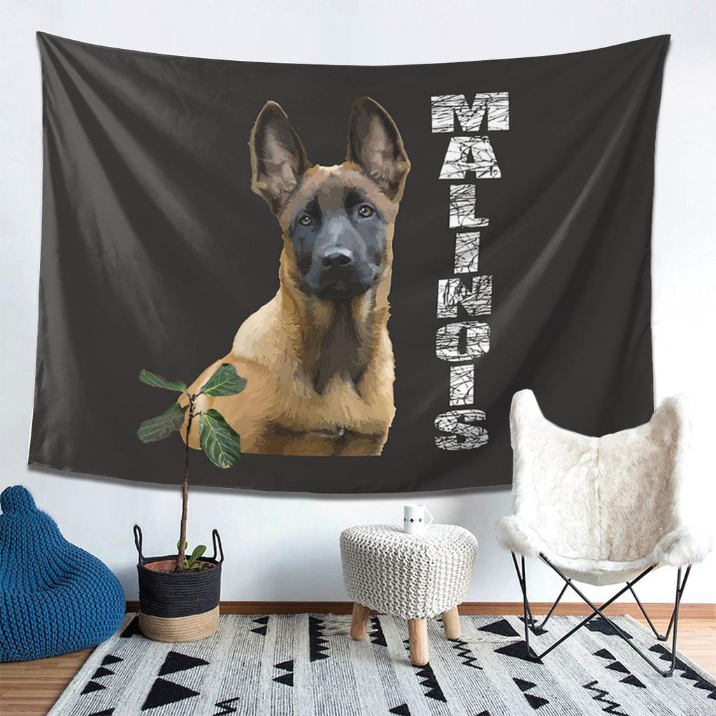 Belgian Shepherd Dog Malinois Tapestry Decor Art Aesthetic Tapestries for Living Room Bedroom Home Wall Cloth Wall Hanging