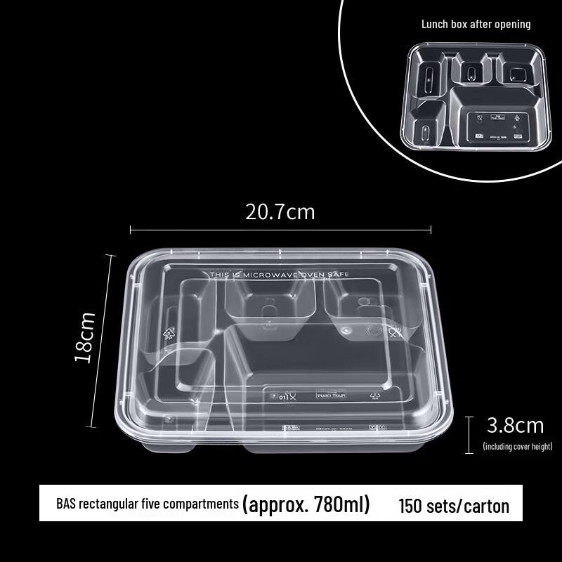

Disposable 5-Compartment Transparent Meal Boxes